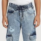 Boys' Light Blue Jogger Fit Cargo Pocket Jeans, हल्का नीला, small