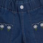 Girls' Deep Indigo Wide-Leg Embroidered Jeans, Mid Blue, small image number null