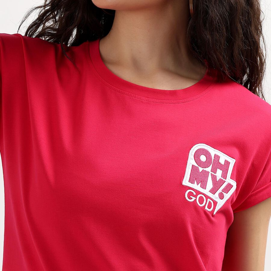 Ladies' Round Neck T-Shirt , Fuchsia, large image number null