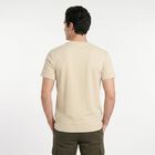 Men's Beige Cotton Round Neck Regular T-Shirt, Beige, small