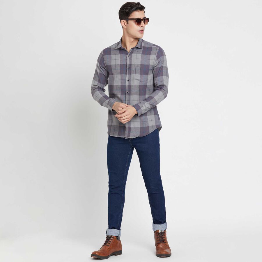 Checks Casual Shirt, Light Grey, large image number null