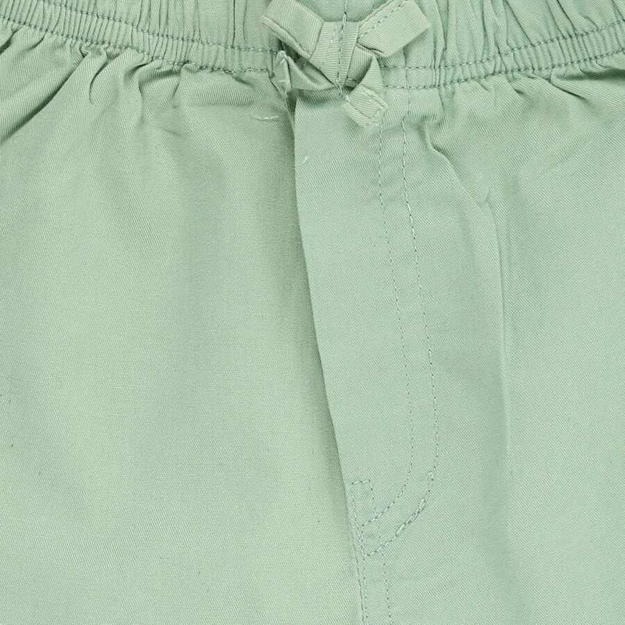 Infants' Light Sage Green Cotton Embroidered Half Pant, हल्का हरा, large image number null