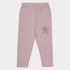 Girls' Pink Stretch Butterfly Embellished Legging, Light Pink, small