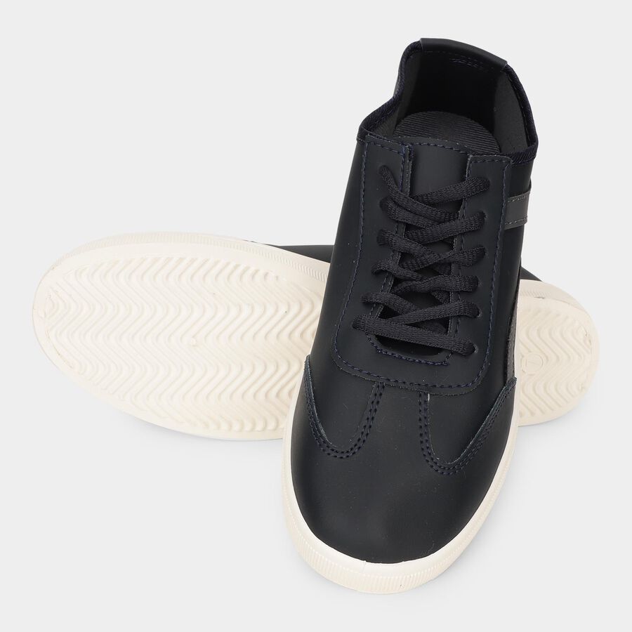 Men's Dark Navy Blue Lace-Up Casual Sneakers, Blue, large