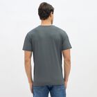 Men's Dark Grey and Black Round Neck Athleisure T-Shirt, Dark Grey, small image number null
