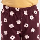Girls' Wine Straight Fit Floral Printed Cotton Blend Pyjama, Wine, small