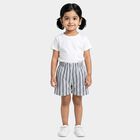 Girls Light Blue Regular Fit Striped Pull-On Shorts, हल्का नीला, small