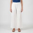 Women's Off White Wide-Leg Solid Palazzos, ऑफ व्हाइट, small