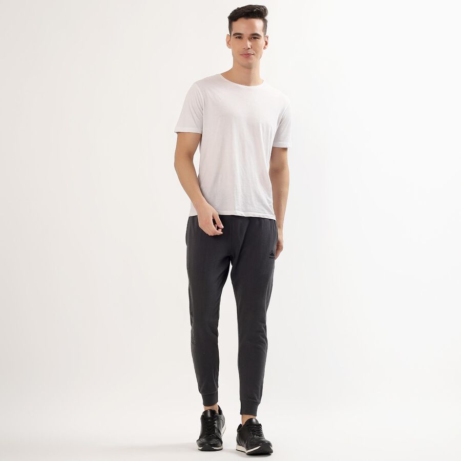 Men's Charcoal Grey Regular Fit Logo Accent Track Pants, Dark Grey, large image number null