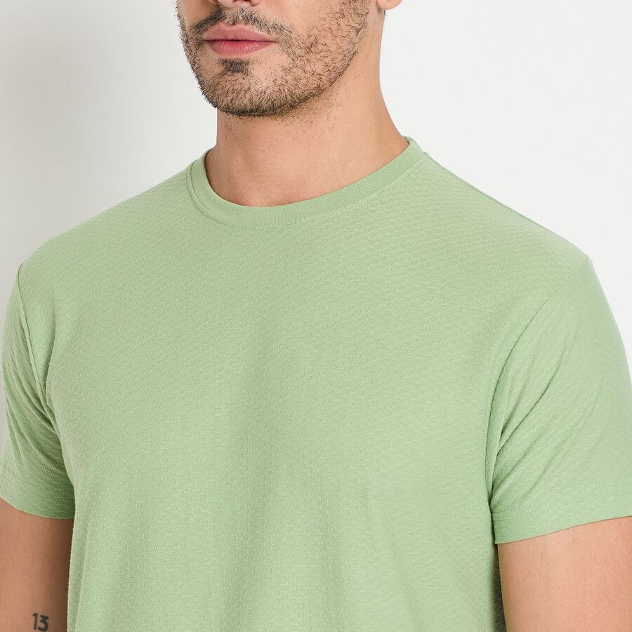 Men's Round Neck Half Sleeves T-Shirt, हल्का हरा, large image number null