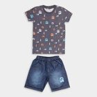 Boys' 100% Cotton Woven Baba Suit, Charcoal, small image number null