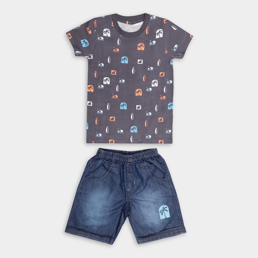 Boys' 100% Cotton Woven Baba Suit, Charcoal, large image number null