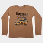 Boys Brown Crew Neck Regular T-Shirt, Brown, small