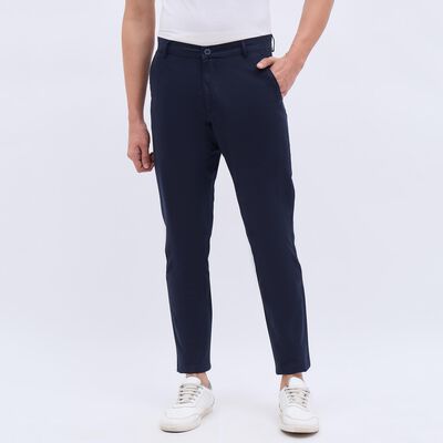 Men's 100% Cotton Cross Pocket Slim Fit Casual Trousers