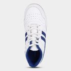 Men's Bright White and Deep Royal Blue Lace-Up Casual Sneakers, Blue, small