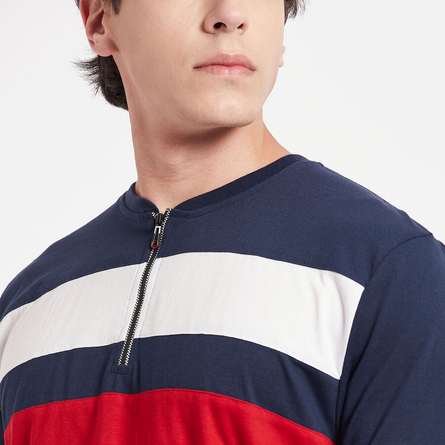 Stripes Henley T-Shirt, नेवी ब्लू, large image number null
