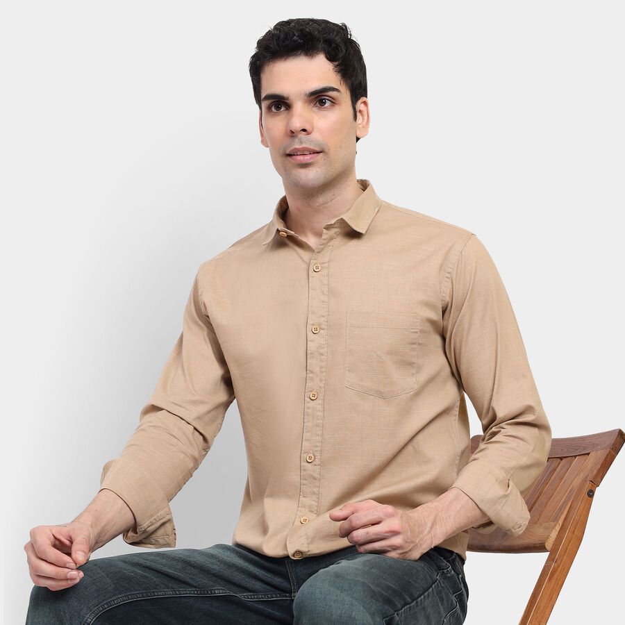 Men's Cotton Casual Shirt , Beige, large image number null