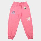 Girls Pink Jogger Fit Graphic Printed Cotton Pyjama, गुलाबी, small