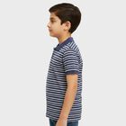 Boys Deep Midnight Navy Blue Crew Neck Casual Half Sleeve T-Shirt, Navy Blue, small