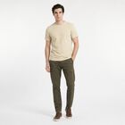 Men's Beige Cotton Round Neck Regular T-Shirt, Beige, small