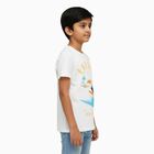 Boys Off-White Cotton Round Neck Casual T-Shirt, Off White, small