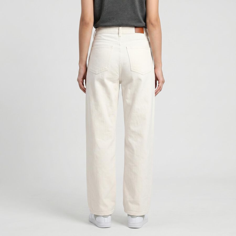 Women's White Straight Fit Solid Jeans, सफ़ेद, large