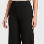 Ladies' Black Wide Leg Textured Track Pants, Black, small