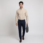 Men's Beige Checked Formal Shirt, Beige, small