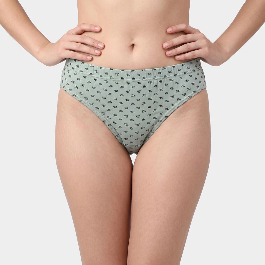 Women's Green Regular Fit Printed Brief Panty, Light Green, large