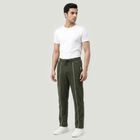 Men's Olive Green Straight Fit Printed Track Pants, Olive, small