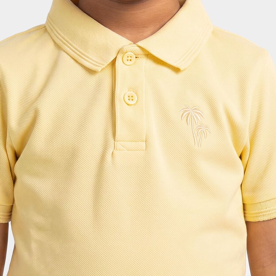 Boys Yellow Polo Neck Polo T-Shirt, पीला, large