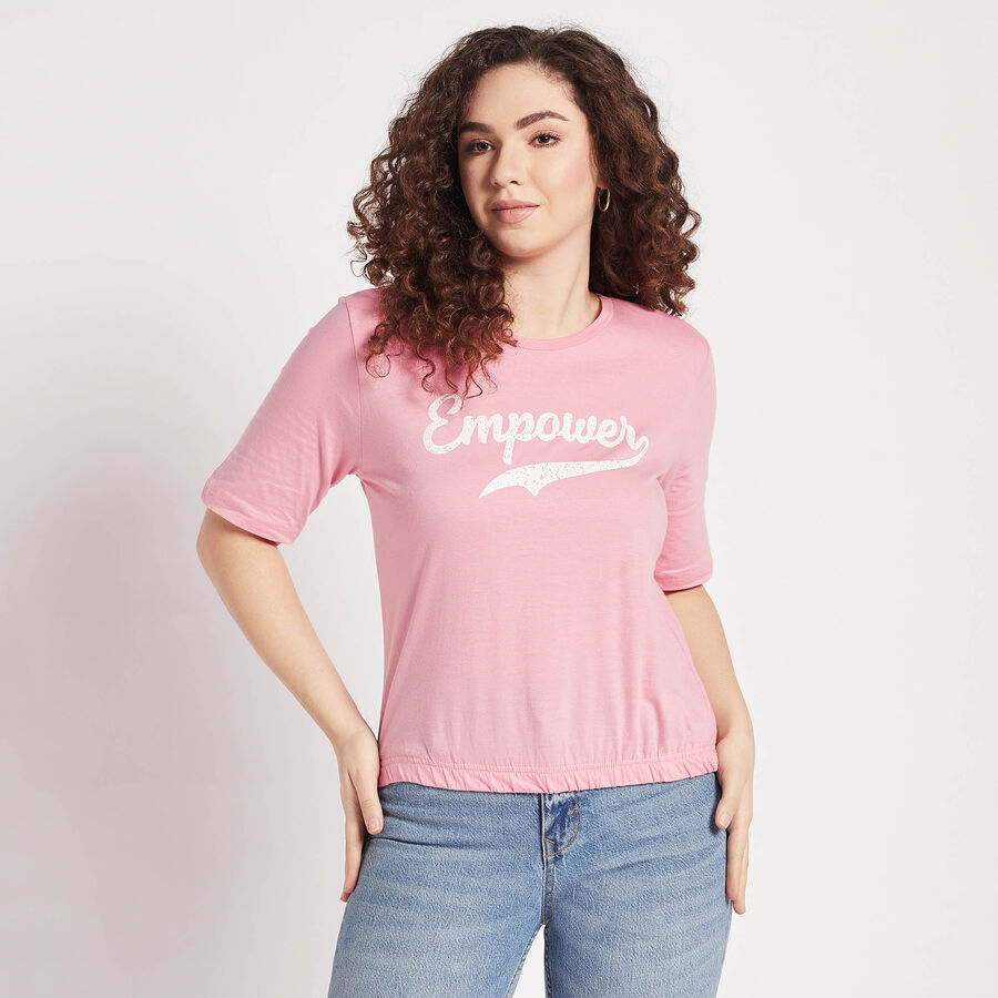 Round Neck T-Shirt, Pink, large image number null