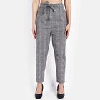 Checks Regular Fit High Rise Trousers, Black, small image number null