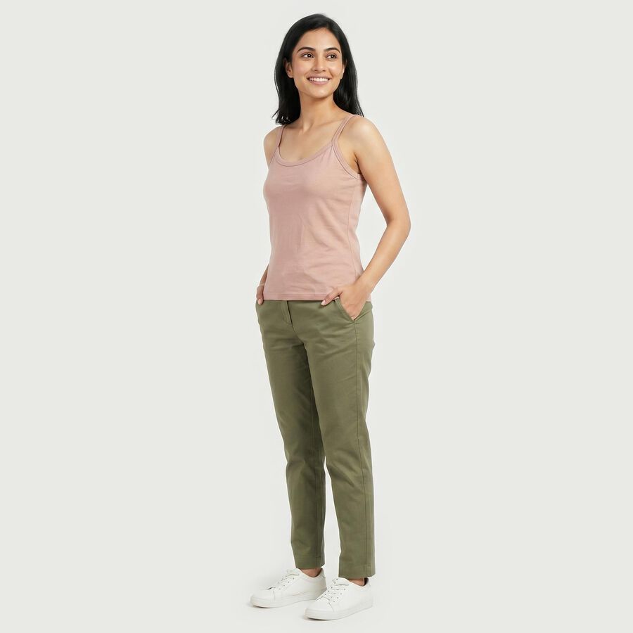 Women's Brown Cotton Scoop Neck Camisole Slip, भूरा, large