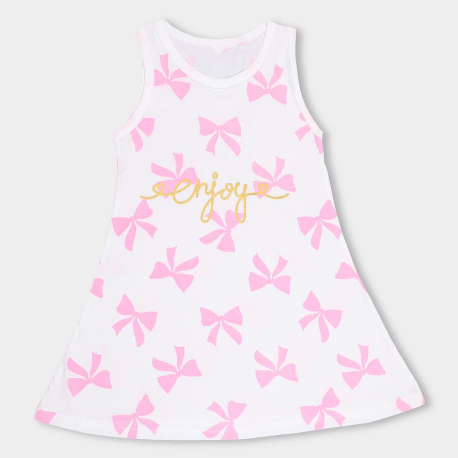 Girls' 100% Cotton Frock , Off White, large image number null