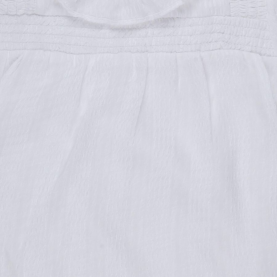 Girls Off-White Round Neck Casual T-Shirt, Off White, large