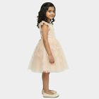 Girls' Navy Blue Regular Fit Floral Printed Tiered Frock, हल्का गुलाबी, small