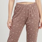 Women's Brown Straight Fit Heart Printed Pyjama, Brown, small