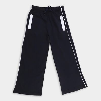Girls' Deep Navy Blue Cotton Blend Elastic Waist Pyjama