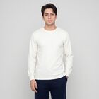 Men's Cream Long Sleeve Thermal, ऑफ व्हाइट, small