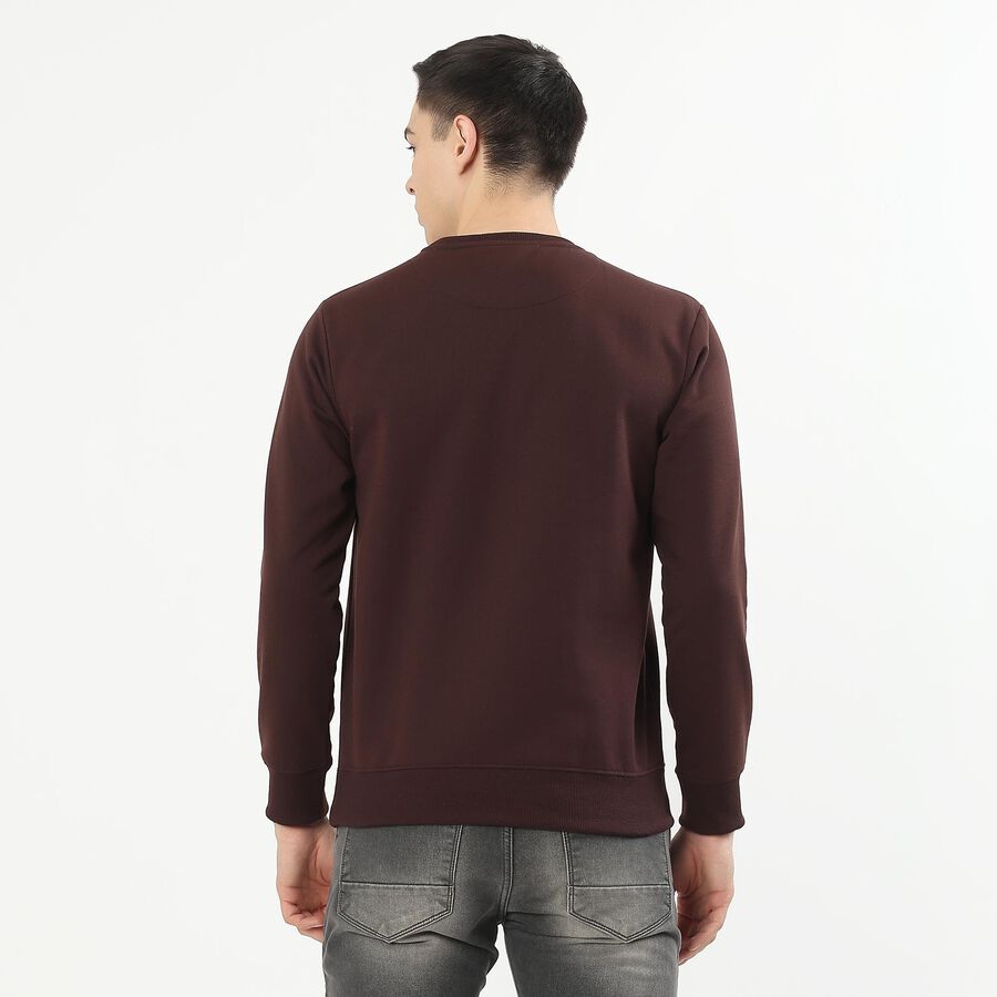 Men's Deep Brown Crew Neck Casual Sweatshirt, भूरा, large image number null