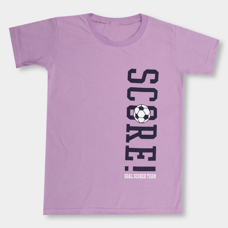 Boys' Half Sleeves T-Shirt , लाइलेक, large image number null