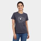 Ladies' Round Neck T-Shirt, गहरा ग्रे, small