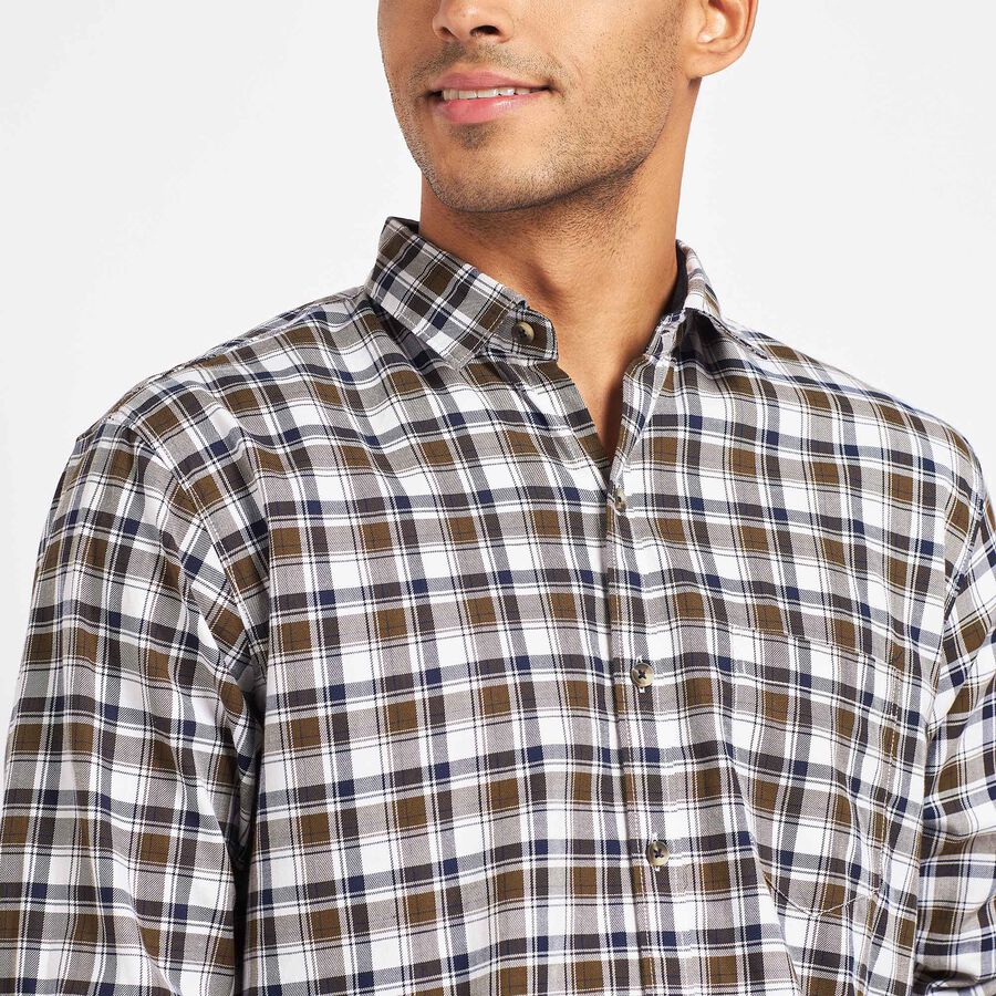 Cotton Checks Casual Shirt, ओलिव, large image number null