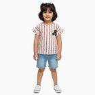 Girls Light Pink Round Neck Casual T-Shirt, Light Pink, small