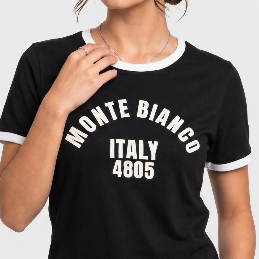 Women Black Round Neck Regular T-Shirt, Black, large