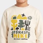 Boys' Beige Crew Neck Graphic Print Sweatshirt, गहरा पीला, small