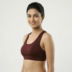 Women's Wine Scoop Neck Athleisure Sports Bra, Wine, small