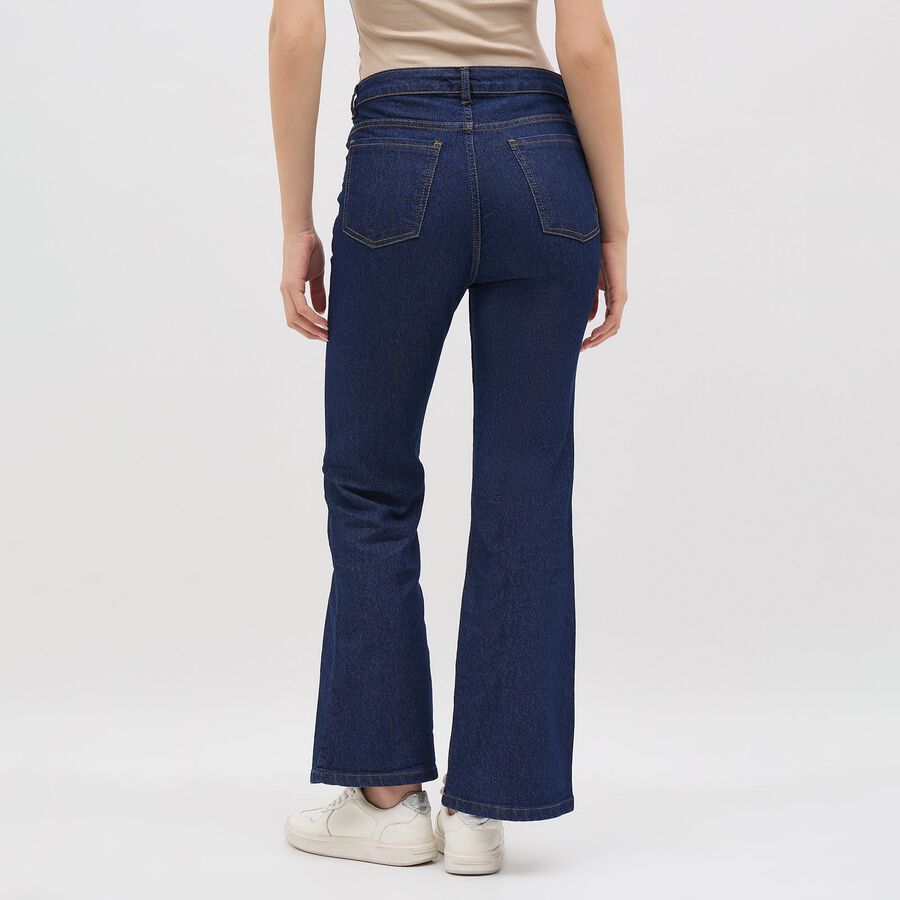 Women's Dark Indigo Blue Bootcut High-Rise Jeans, Dark Blue, large