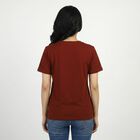 Women's Red Round Neck Casual T-Shirt, Rust, small